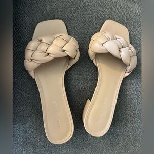 Marc Fisher Braided Slide Sandals in Taupe